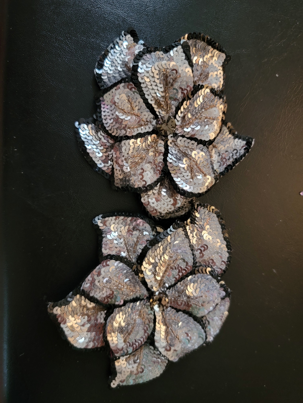 Sequin Flower Hair Clips - And Pins For Blazer. Silver Floral Accents
